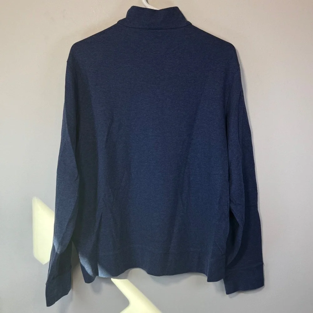 Polo Ralph Lauren Quarter Zip Mens Large Blue Heathered Cotton Blend Layering